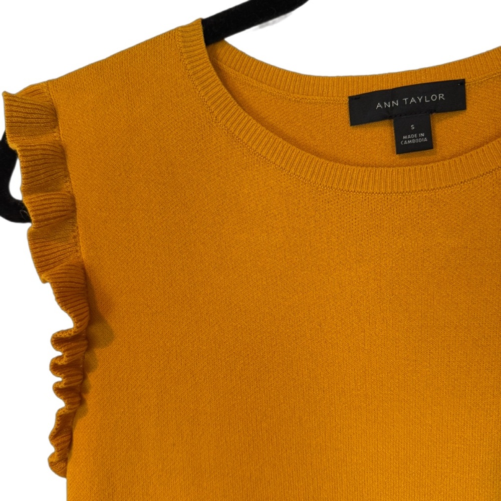 Ann Taylor Gold Ruffle Sweater Shell - Picture 4 of 4